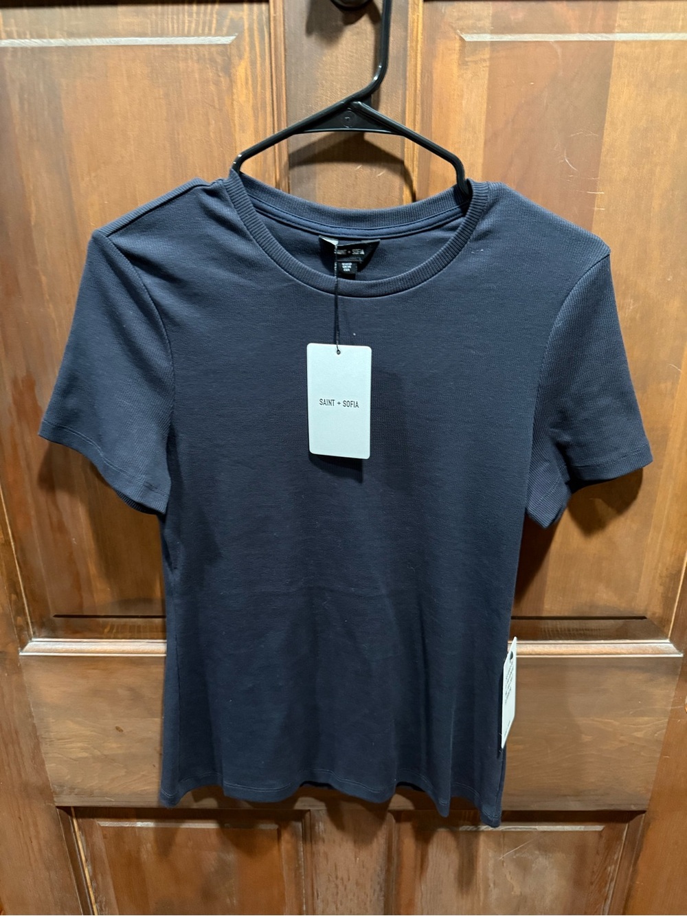 Saint + Sofia Ribbed Short Sleeve Tee Size 10